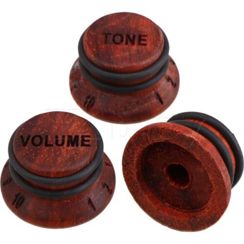 Yibuy 3PCS Red Sandalwood Rosewood Electric Guitar Potentiometer Knobs 1V2T