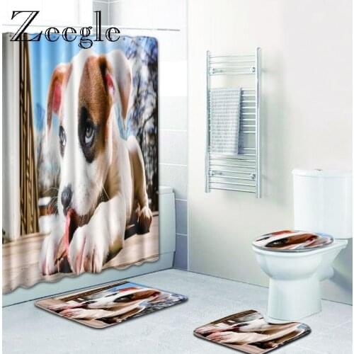 Zeegle Funny Animal Pattern Anti Slip Bathroom Mat Set Floor Bath Mats Washable Bathroom Toilet Rugs Warm Bathroom Carpet