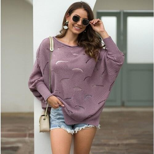 Autumn Whiter Knitted Sweaters Women Batwing Sleeve Solid Casual Loose Pullovers Ladies O Neck Oversized Sweater Tops