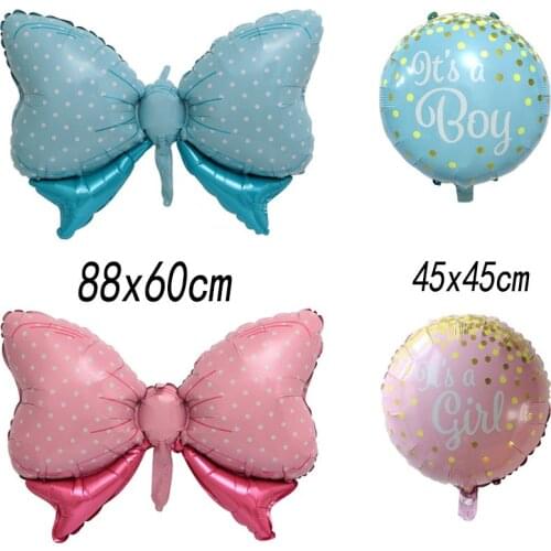 1pc Large blue pink Bow Foil Balloons Happy Birthday Party Boy/ Girl Home Party Decoration baby gift Inflated globos Baby Shower