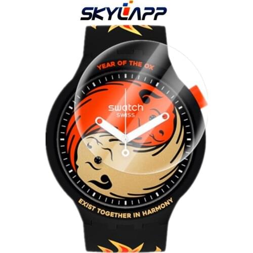 2 Pcs Smart Watch Tempered Screen Protector Guard Cover Shield Film for Swatch SO27Z109 Anti-scratch Electrostatic PET Film