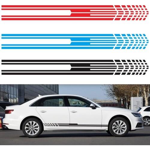 2PCS Fashion Sports Racing Striped Car Sticker Decorative Fun Check Side Door Waistline Car Sticker Vinyl Car Accessories