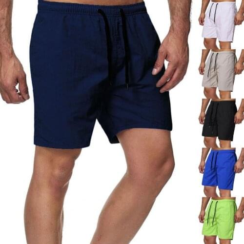 2021 Trend Shorts Breathable Men Swimming Shorts Solid Color Drawstring Men Quick Dry Pockets Beach Shorts Beachwear Hot Sale