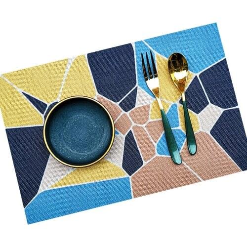 Geometric PVC Printing Placemat Waterproof and Oilproof Heat Insulation Pad Hotel Home Dining Table Mat for Dining Table 4/6pcs