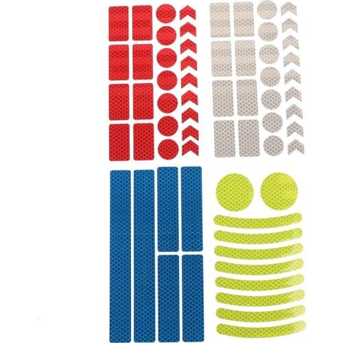 42pcs Bicycle Body Reflective Sticker Night Safety Logo Grid Stripe Warning Strip Mtb Scooter Helmet Body Reflective Sticker