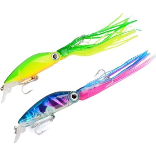 5pcs Hard Fishing Lure Fish Bait 40g 6 Color Squid High Carbon Steel Hook Octopus Crank for Artificial Tuna Sea Allure Tool