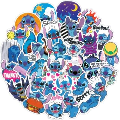 50/100pcs/Pack Cute Cartoon Stitch Stickers Waterproof Skateboard Luggage Guitar Laptop Funny Graffiti Sticker Kid Classic Toy