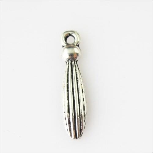 70Pcs Antiqued Silver Color Tiny Leaf Tassels Charms Pendants 4.5x20mm