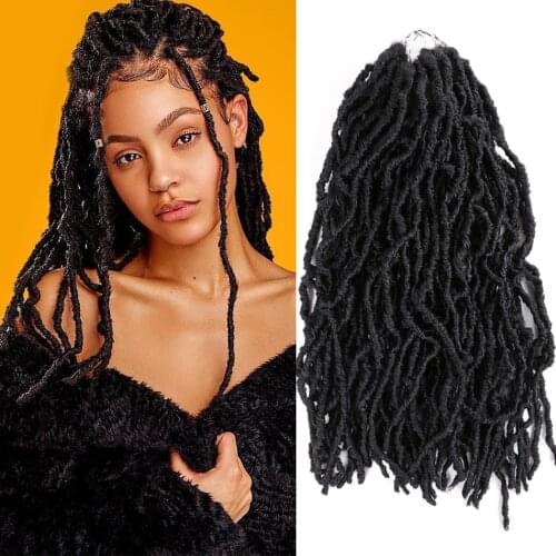 Aidaiya Goddess Faux Locs Crochet Hair Synthetic Black Braiding Hair Extension Soft Natural Look Nu Locs 18-36inch