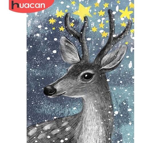 HUACAN DIY Diamond Painting Deer 5D Diamond Mosaic Animal Embroidery Home Decor Handmade Gift