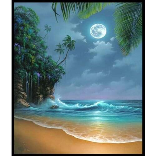 30x40 Diy Diamond Painting 5d for Home Decor , Living Room Decoration ，Waves, Beach