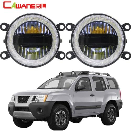 Cawanerl For Nissan Xterra N50 2005-2015 Car LED Fog Light Kit Daytime Running Lamp Angel Eye DRL 3000LM 12V Accessories
