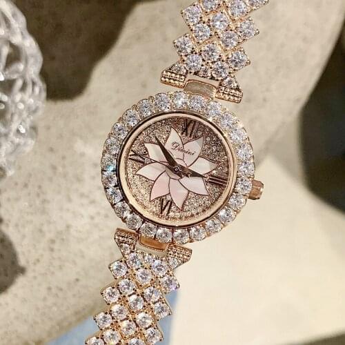 Top Luxury Diamond Women Watches Fashion Rose Gold Ladies Watch Women Rhinestone Crystal Quartz Dress Watches Clock reloj mujer