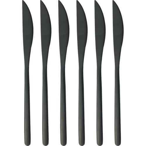 Black Korean Style Tableware Set Silverware Dinner Knife 6 Pieces Dinnerware Stainless Steel Cutlery Set Kitchen Home Flatware