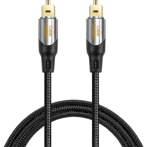Digital Optical Audio Cable Toslink Male SPDIF Cable 24K Gold Connector with Nylon Braided Fiber Optic Cord for Xbox/ VD/CD/PS4