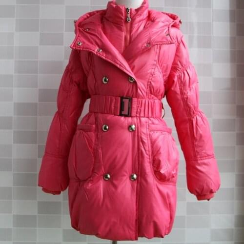 Girl long down jacket Girl windproof warm down jacket Girl solid color fashion jacket Girl cold and warm down jacket