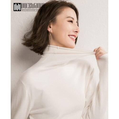 Duckwaver Autumn and Winter New Cashmere Sweater Womens High-Necked Pullover Loose Thick Sweater Short Paragraph Knit Shirt
