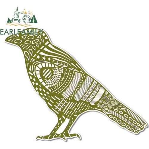EARLFAMILY 13cm x 12cm Green Bird Raven Crow Decal Cartoon Animal Car Sticker for Truck Van Vehicle Glass Window Vinyl Graphics