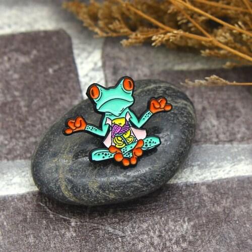 Enamel Pin Frog Brooches Bag Lapel Pin Cartoon Animal Badge Jewelry Gift for Kids Friends