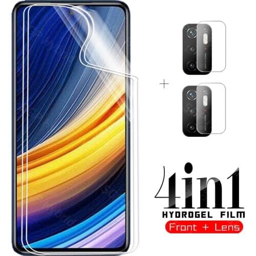 4-in-1 Hydrogel Soft Film for xiaomi poco m3 pro f3 x3 nfc pocof3 poko poxo x3pro m3pro back screen protector camera lens glass
