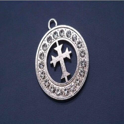 Catholic Round Beads Jesus Cross Medal, Classic Cross DIY Medal Necklace Bracelet