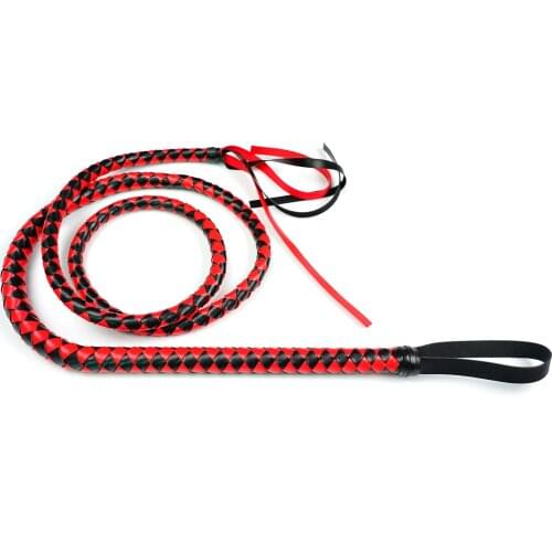 Horse Leather Whip Bull Whip, 4 Plait Bullwhip, 6 Feet - White or Red，Knight Equipment,Equestrian sports