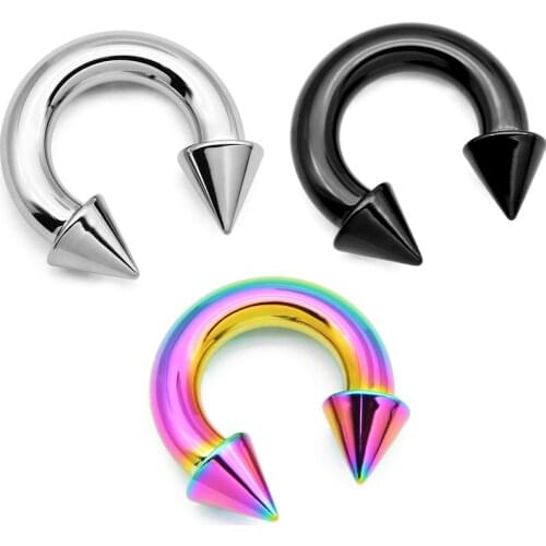 Pussy piercing PA Ring-Internally Threaded Rainbow Spike Circular Barbells Horseshoe Pierced Body Jewelry Sold Individually