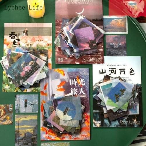 Lychee Life 100PCS 5*7cm Flower Landscape Photograph Stickers Scrapbooking Card Making DIY Journal Album Diary Decoration