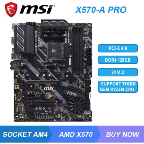 MSI X570-A PRO AMD X570 Socket AM4 Motherboard DDR4 128G M.2 PICI-E 4.0 X16 ryzen 5 3600 5600x CPU Desktop Gaming PC Motherboard