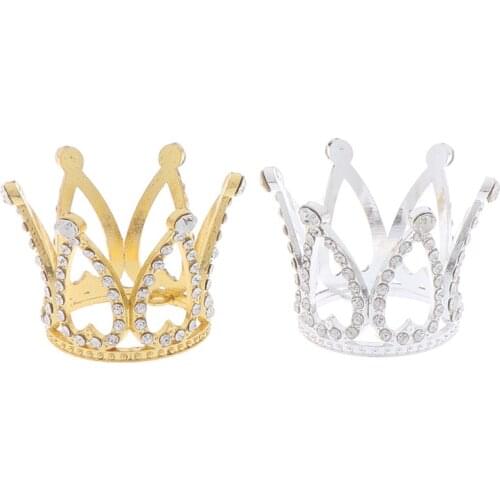 Mini Crown Princess Topper Crystal Pearl Tiara Children Hair Jewelry For Wedding Birthday Party Cake Decorating Tools