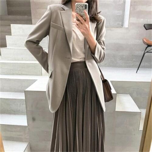 Fashion Blazers Female coat summer New high quality Retro Khaki loose Receive Waist casual suit women Blazers blouse tops