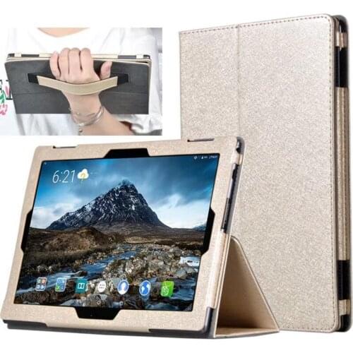 Fashion Silking PU Leather Case Cover for Huawei Honor WaterPlay 10 HDN-L09 HDN-W09 10.1 inch Hand Strap Clear Screen Protector