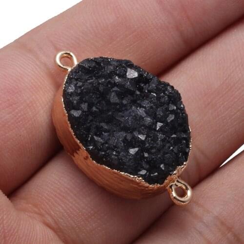 Natural Stone Connector Exquisite Egg-shaped Crystalline Germ Black Agates For Jewelry Making DIY Necklace Bracelet Accessory