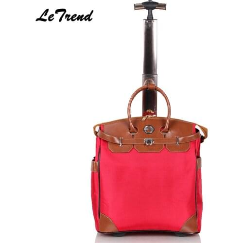 Letrend New Fashion Korean Oxford Men Travel Bag on Wheel Suitcases Women Red vintage Cabin Rolling Luggage Trolley Handbag