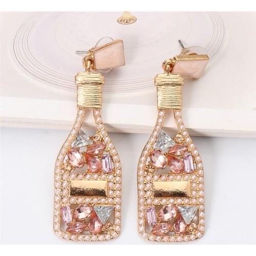 New Design Gold Metal Pearl Crystal Earrings Long Statement Luxury Drop Ear Ring Fashion Jewelry Accessories For Women Wholesale