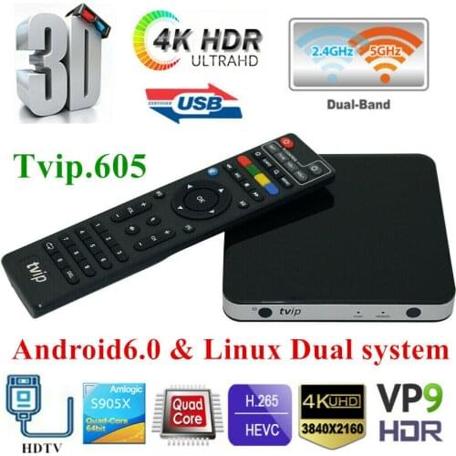 Original Tvip605 nordi one Nordic Amlogic S905X android and Linux system Double Systerm Set top Box and nordic one smart tv box