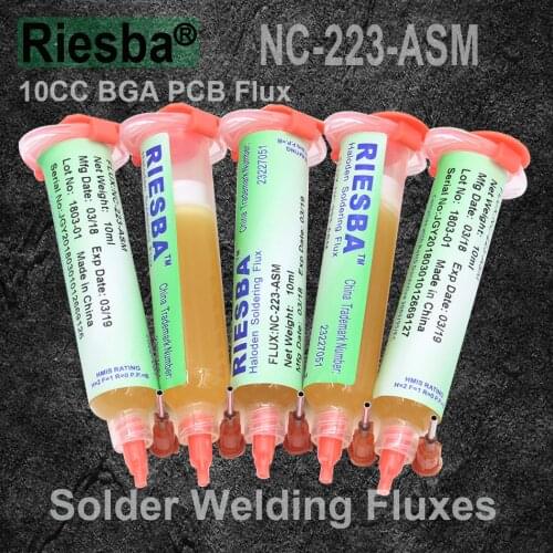 RIESBA NC-223-ASM 10cc BGA PCB Flux Paste No-Clean Solder SMD Soldering Paste Flux Grease (3pcs/lot 5pcs/lot 10pcs/lot)