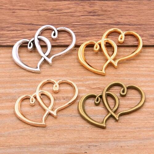 10PCS 19*31mm 4 Color Hollow Double Sided Hearts Charms Geometry Pendant Metal Alloy For DIY Necklace Bracelet Earrings Marking