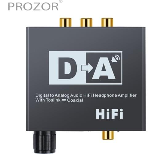 PROSTER audio converter Coaxial or Toslink digital audio signals to analog L/R audio volume adjustment L/R and 3.5mm output