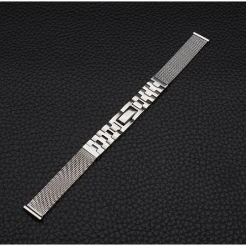 High Quality Stainless Steel Watchbands 12mm for Womens Watches Watch Accessories Thin Watch Strap Silver Wrist Belt Pin Buckle