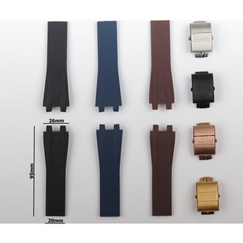26mm silicone rubber watch band men for Athens Ulysse Nardin Executive sports waterproof bracelet strap folding buckle