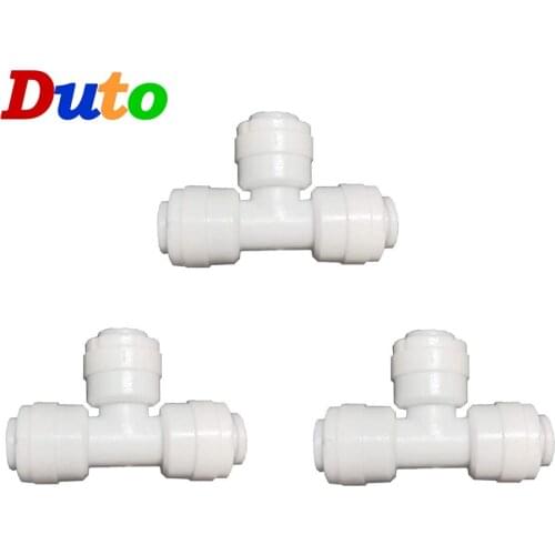 RO Water 3Ways T shap Quick Coupling Fitting 1/4" OD Hose leak-proof 1/4" BSP Reverse Osmosis System Plastic Pipe Connector