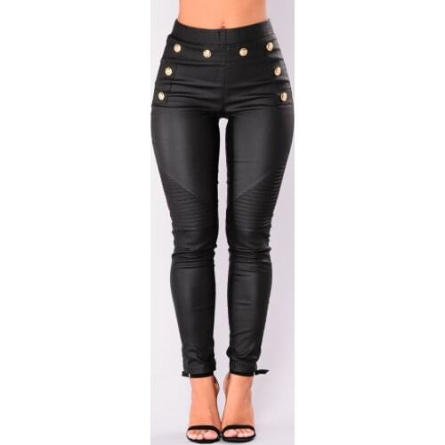 Sexy Women Pants 2019 Newest Pop Skinny Faux Leather Stretch Jeggings High Waist Trousers Jeans Pants Leggings Black
