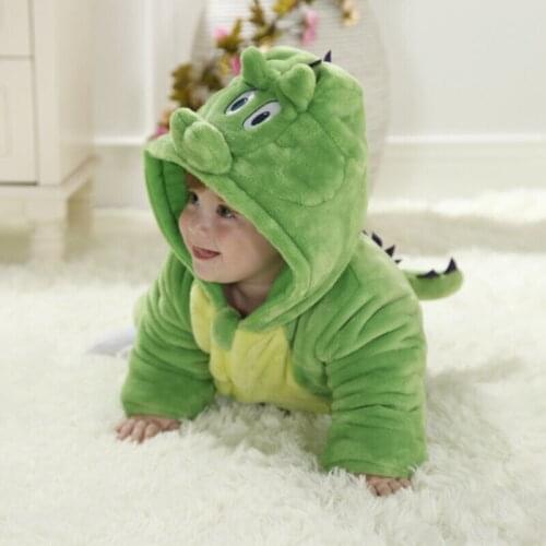 Christmas Winter Cotton Baby Girl Romper Baby Overalls Green Diasour Halloween Costume 1 Year Toddlers 2021 Baby Clothes RL11-11