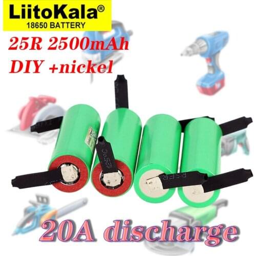 1-10pcs LiitoKala 3,7 V 18650 2500mAh battery INR1865025R 3,6 V discharge 20A dedicated power battery + DIY nickel sheet