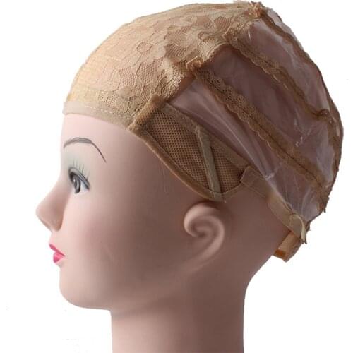 10pcs/lot Wig Cap for Making Wigs with Adjustable Strap Breathable Mesh Weaving Adjustable Cap Hairnet Beige Color