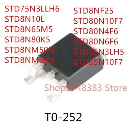10PCS STD75N3LLH6 STD8N10L STD8N65M5 STD8N80K5 STD8NM50N STD8NM60N STD8NF25 STD80N10F7 STD80N4F6 STD80N6F6 STD85N3LH5 STD85N10F7
