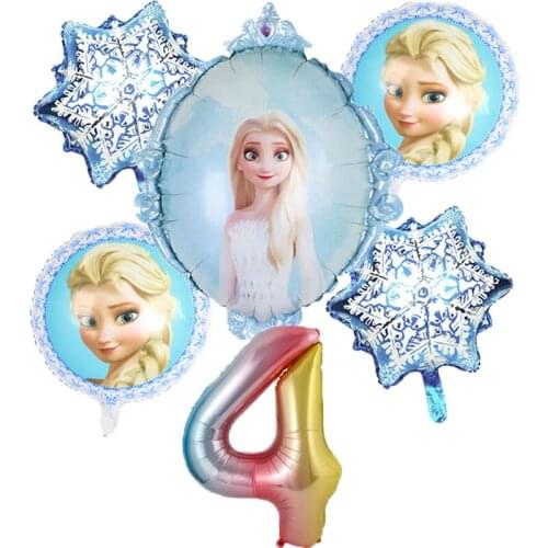 6pcs/set Disney Frozen Cartoon Theme Balloons kids Birthday party Decor Supplies Aluminum Foil Balloons Baby Shower kids Gifts