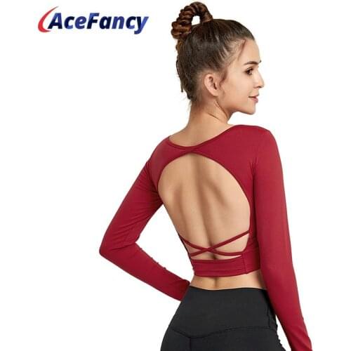 Acefancy Seamless Women Hollow Out Long Sleeve Crop Top YJY20-2 Slim Fit Yoga Shirt Crop Top Quick Dry Sports Wear For Women Gym