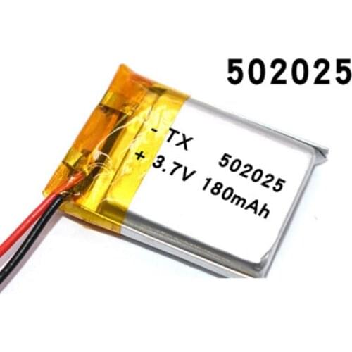 180mAh 3.7V 502025 Lithium Polymer Li-Po li ion Rechargeable Battery For toys speaker Tachograph MP3 MP4 GPS Bluetooth Lipo cell